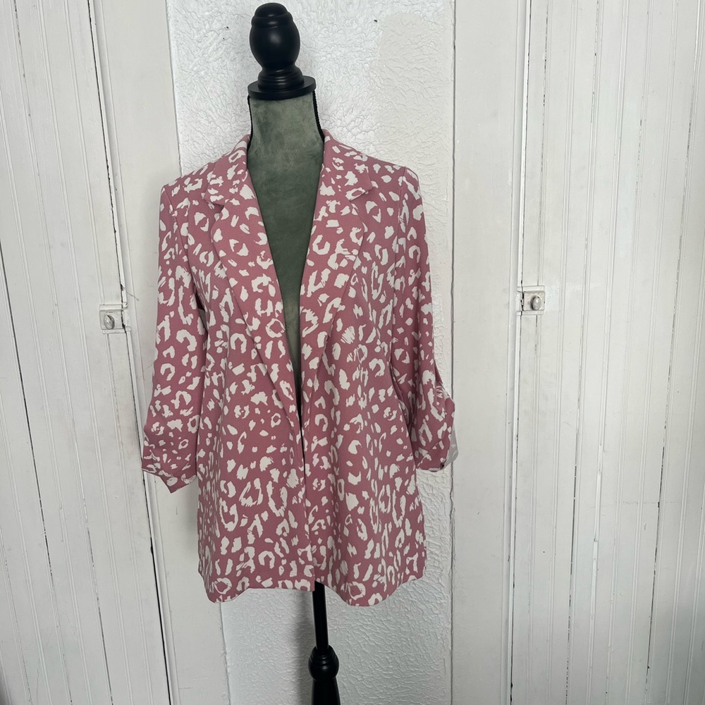 Pink Leopard Print Blazer